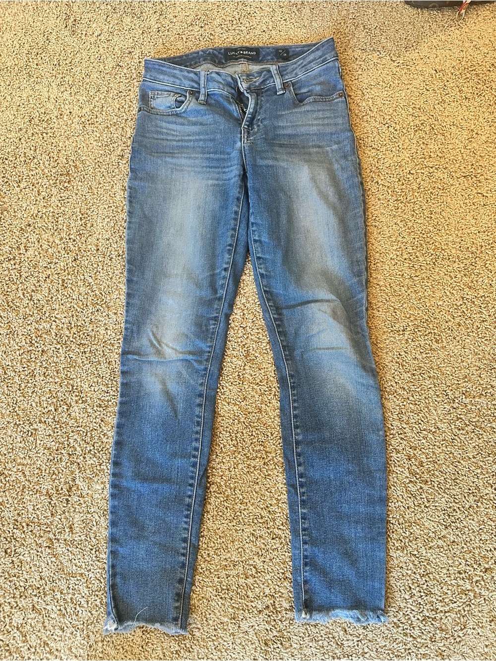 Lucky Brand Medium Blue Skinny Jeans with Faded Detail